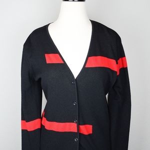 Escada Black with Red Stripe Cardigan